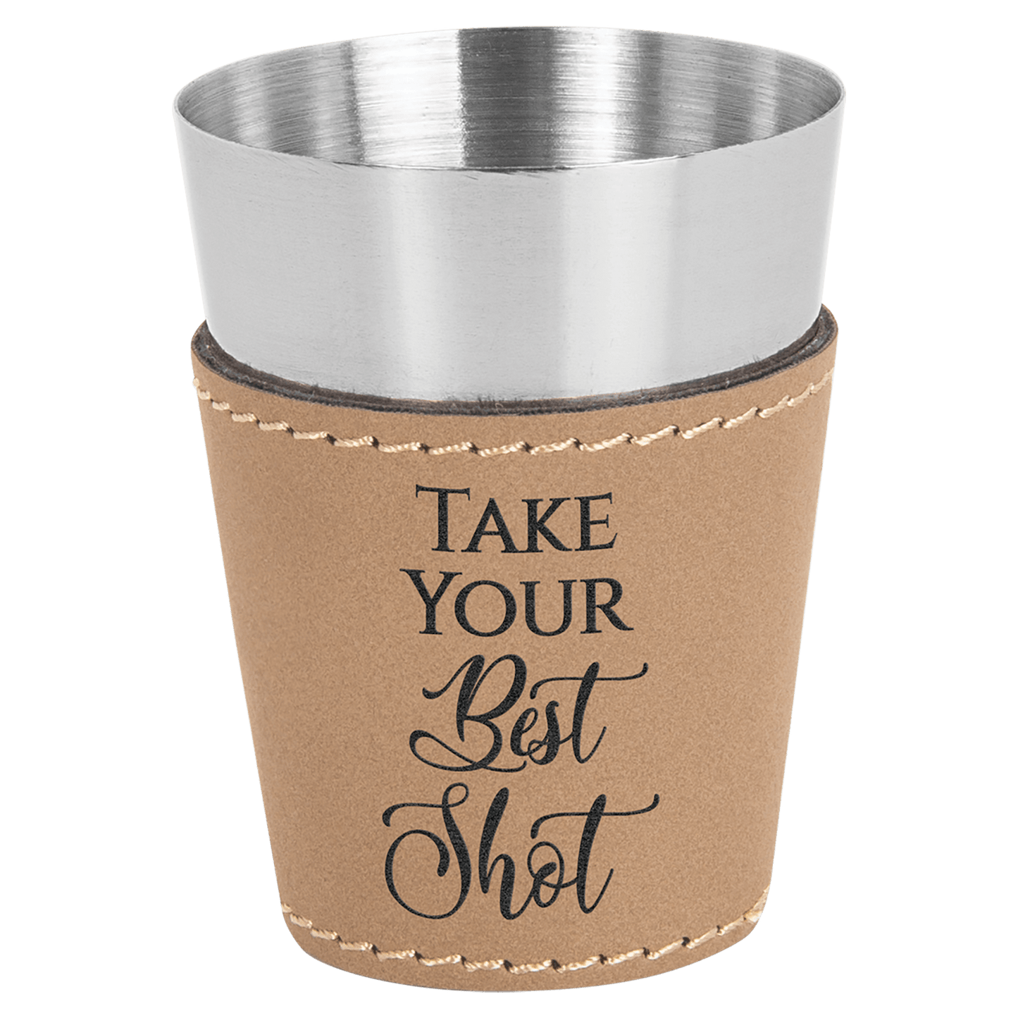2 oz. Laserable Leatherette & Stainless Steel Shot Glass - Everlasting Etchings, LLC