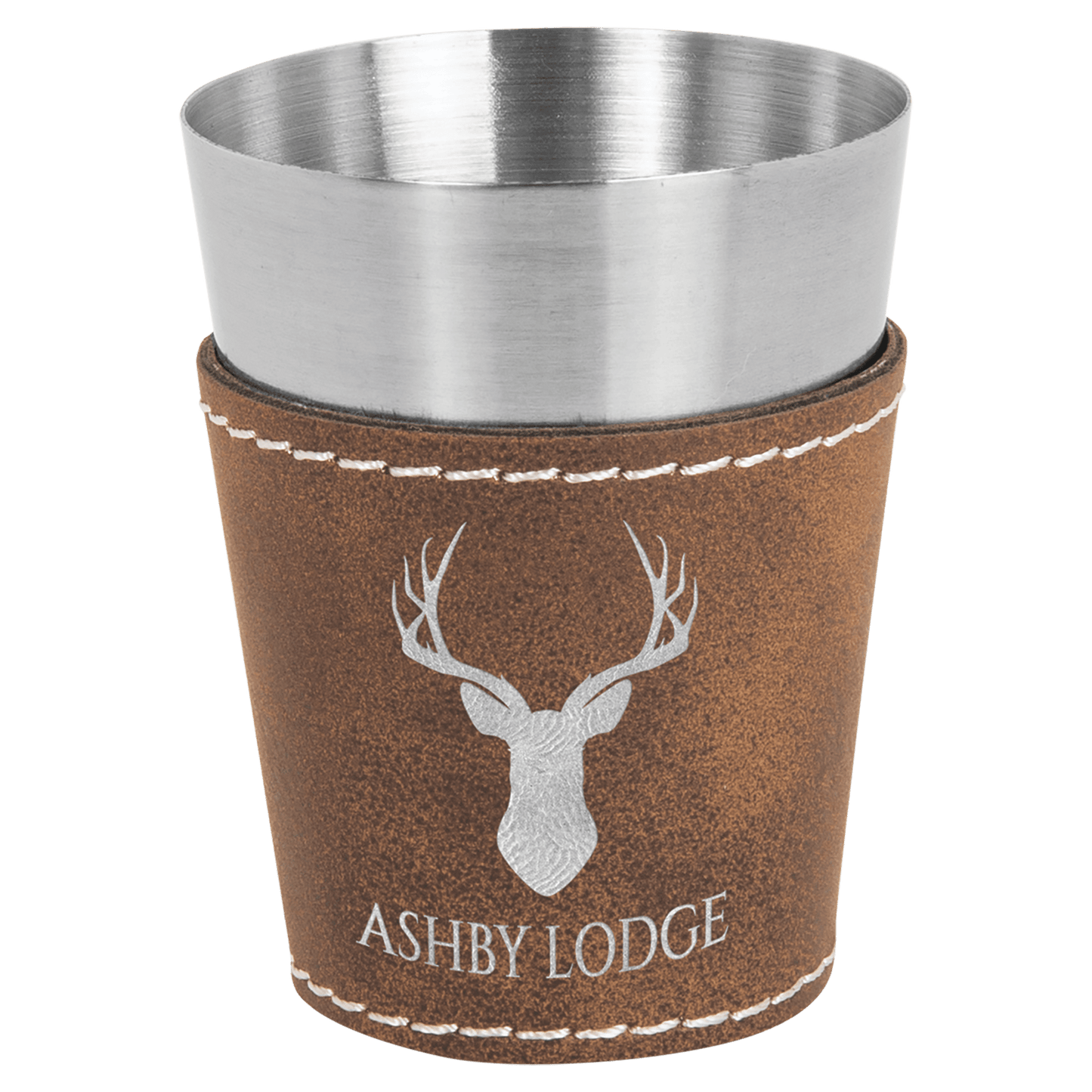 2 oz. Laserable Leatherette & Stainless Steel Shot Glass - Everlasting Etchings, LLC
