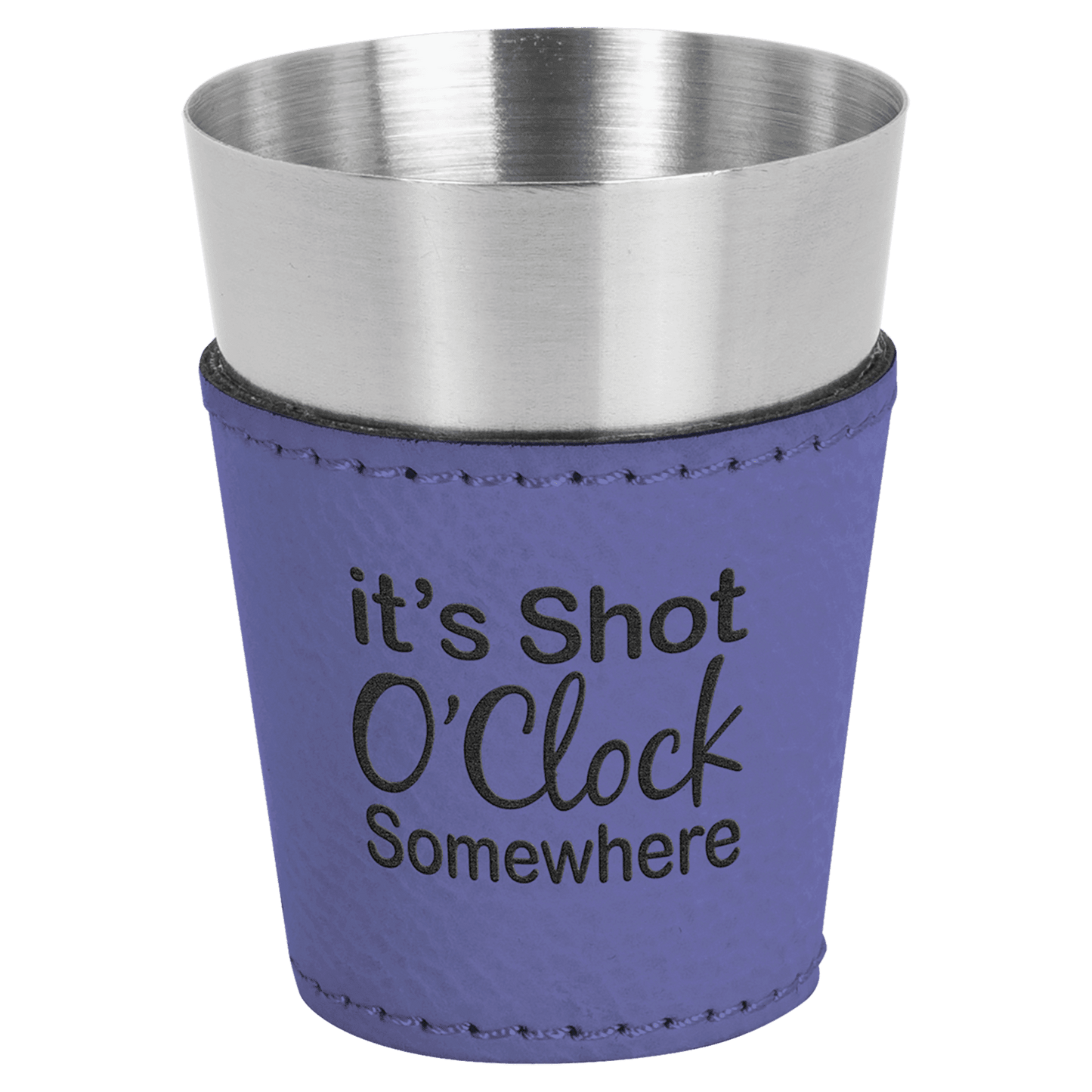 2 oz. Laserable Leatherette & Stainless Steel Shot Glass - Everlasting Etchings, LLC