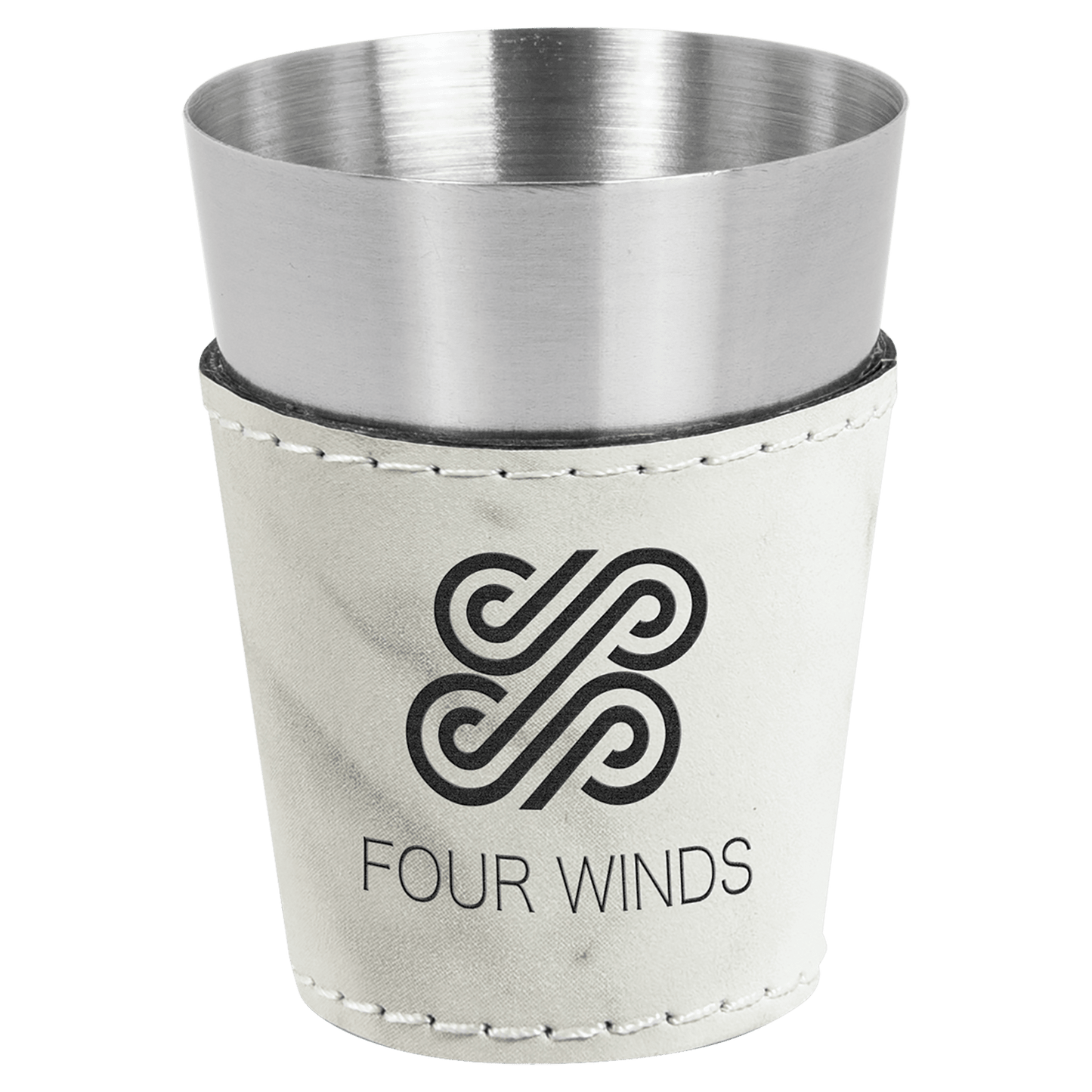 2 oz. Laserable Leatherette & Stainless Steel Shot Glass - Everlasting Etchings, LLC