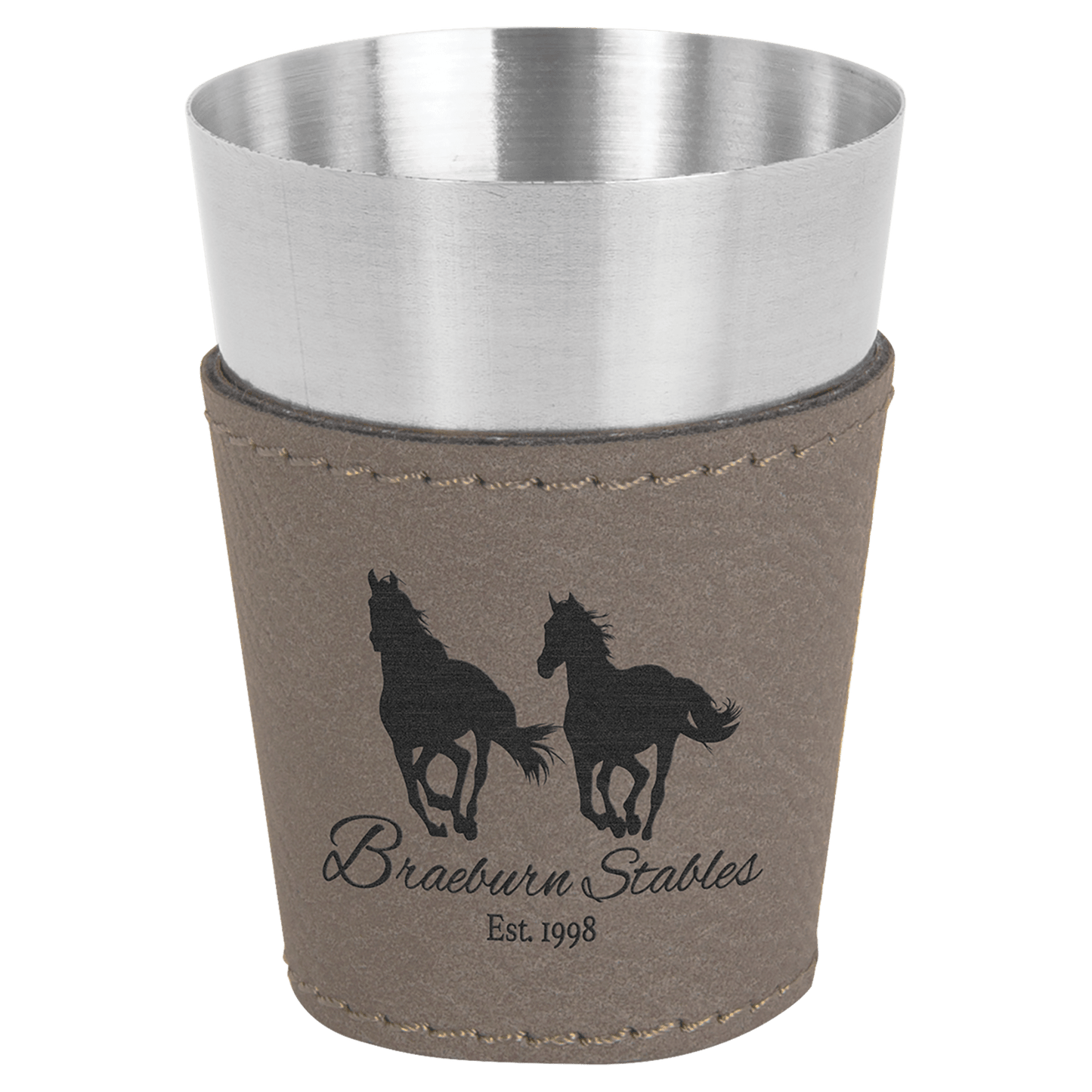 2 oz. Laserable Leatherette & Stainless Steel Shot Glass - Everlasting Etchings, LLC