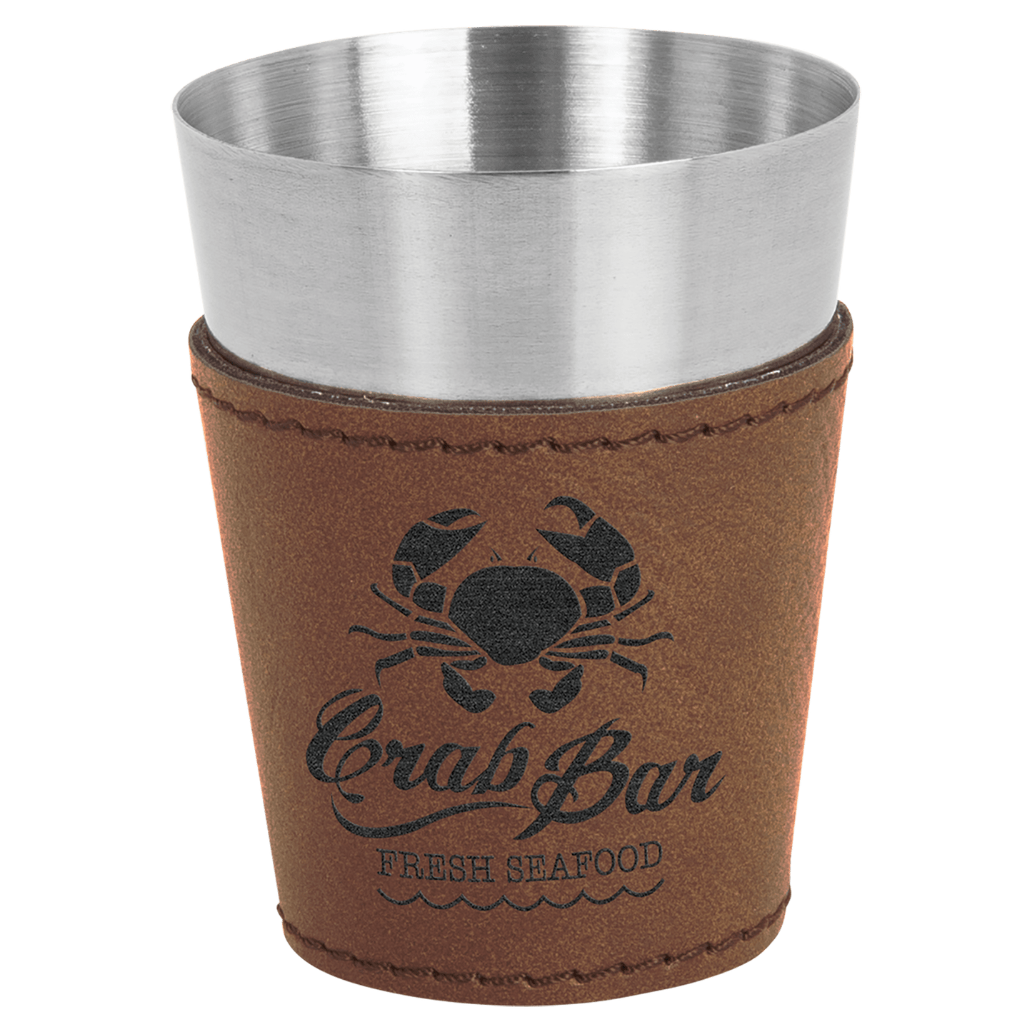 2 oz. Laserable Leatherette & Stainless Steel Shot Glass - Everlasting Etchings, LLC