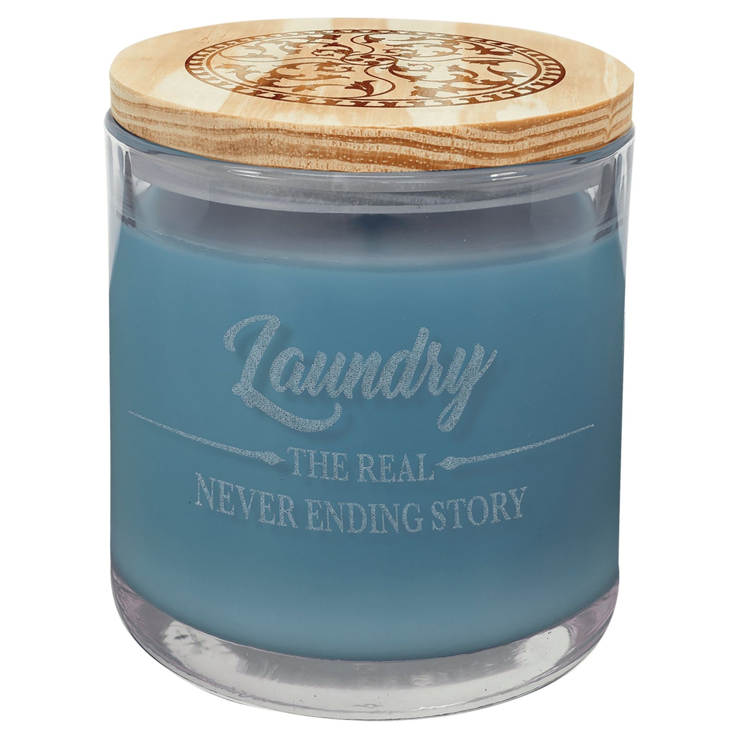 14 oz. Candle in a Glass Holder with Wood Lid - Everlasting Etchings, LLC