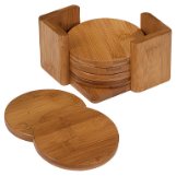 3 3/4" Bamboo Round 6-Coaster Set with Holder - Everlasting Etchings, LLC