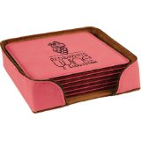 4" x 4" Square Laserable Leatherette 6-Coaster Set - Everlasting Etchings, LLC