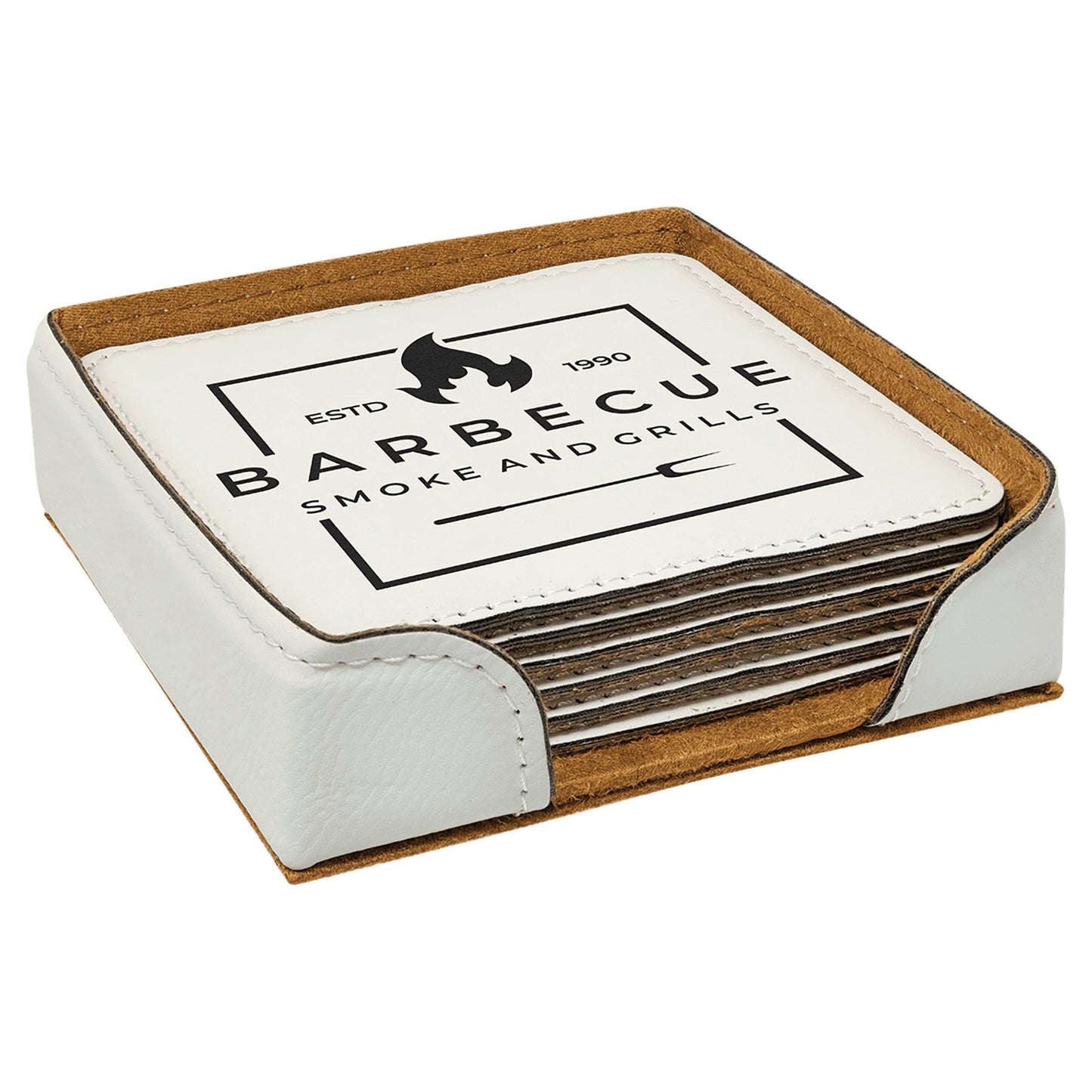 4" x 4" Square Laserable Leatherette 6-Coaster Set - Everlasting Etchings, LLC