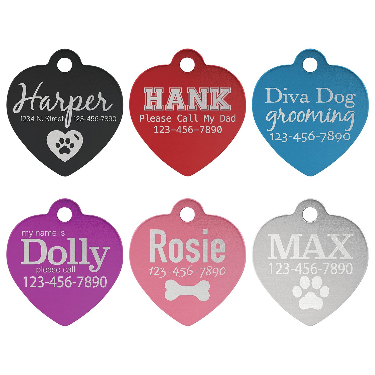Aluminum Heart Pet Tag - Everlasting Etchings, LLC