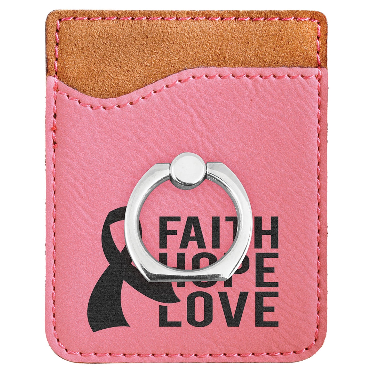 Leatherette Phone Wallet with Silver Ring - Everlasting Etchings, LLC