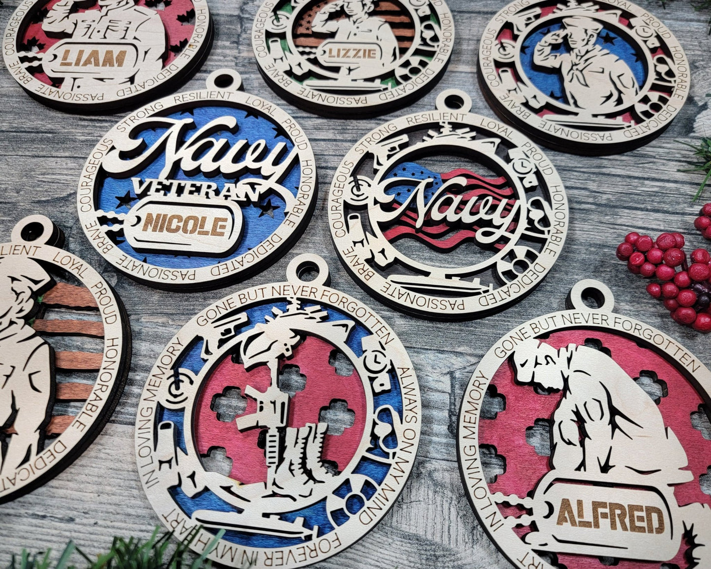 Military Themed Ornaments - Everlasting Etchings, LLC