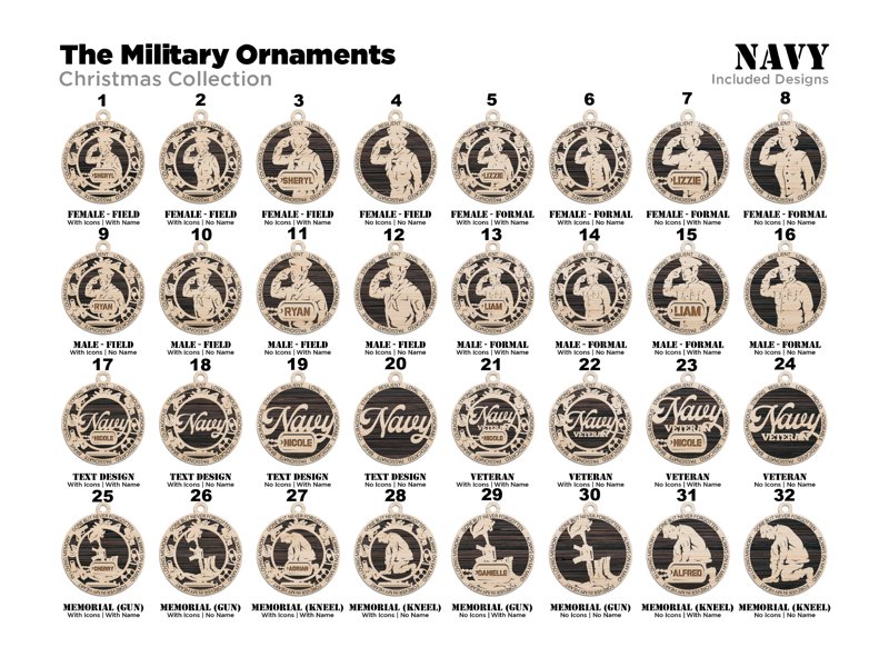 Military Themed Ornaments - Everlasting Etchings, LLC