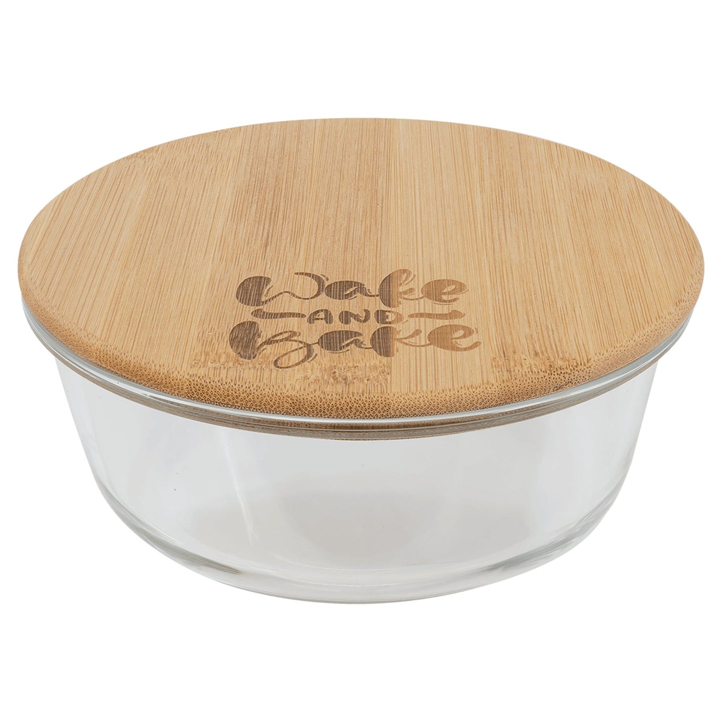 Round Glass Container with Bamboo Lid - Everlasting Etchings, LLC