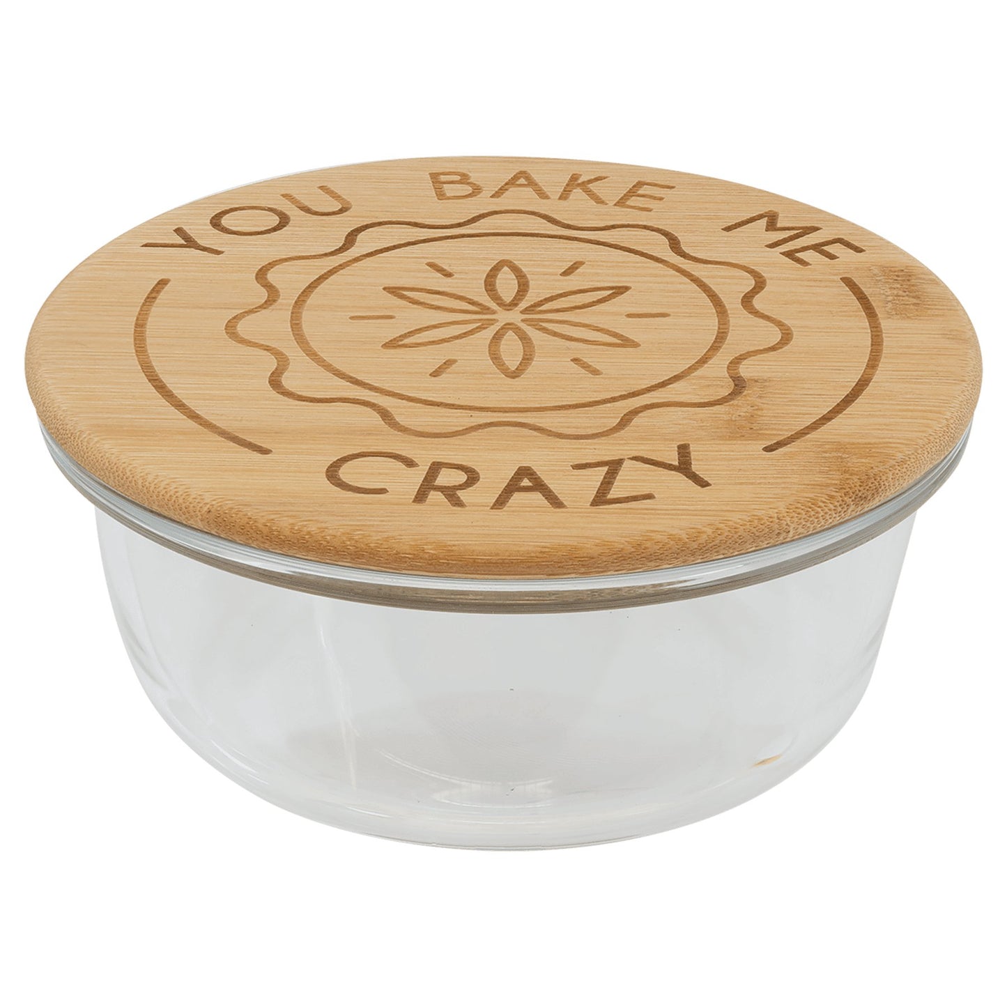 Round Glass Container with Bamboo Lid - Everlasting Etchings, LLC