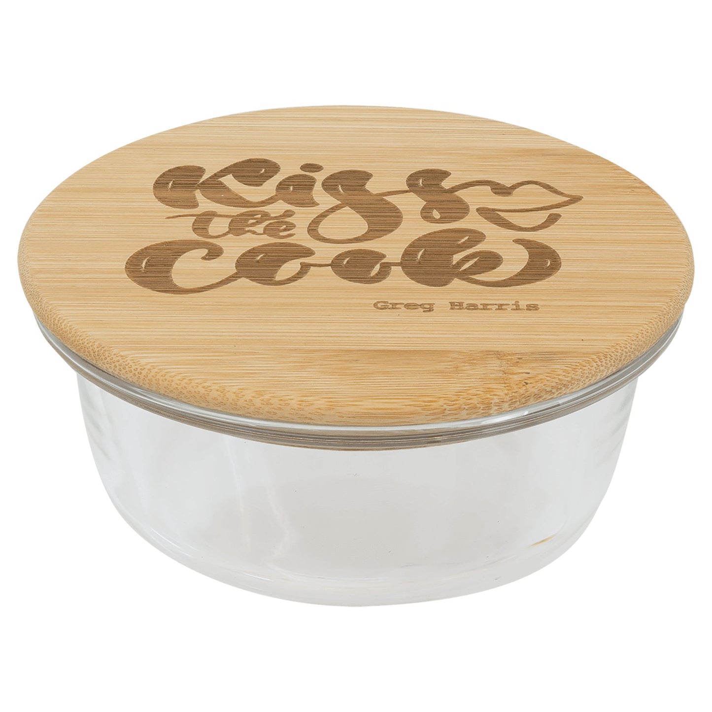 Round Glass Container with Bamboo Lid - Everlasting Etchings, LLC