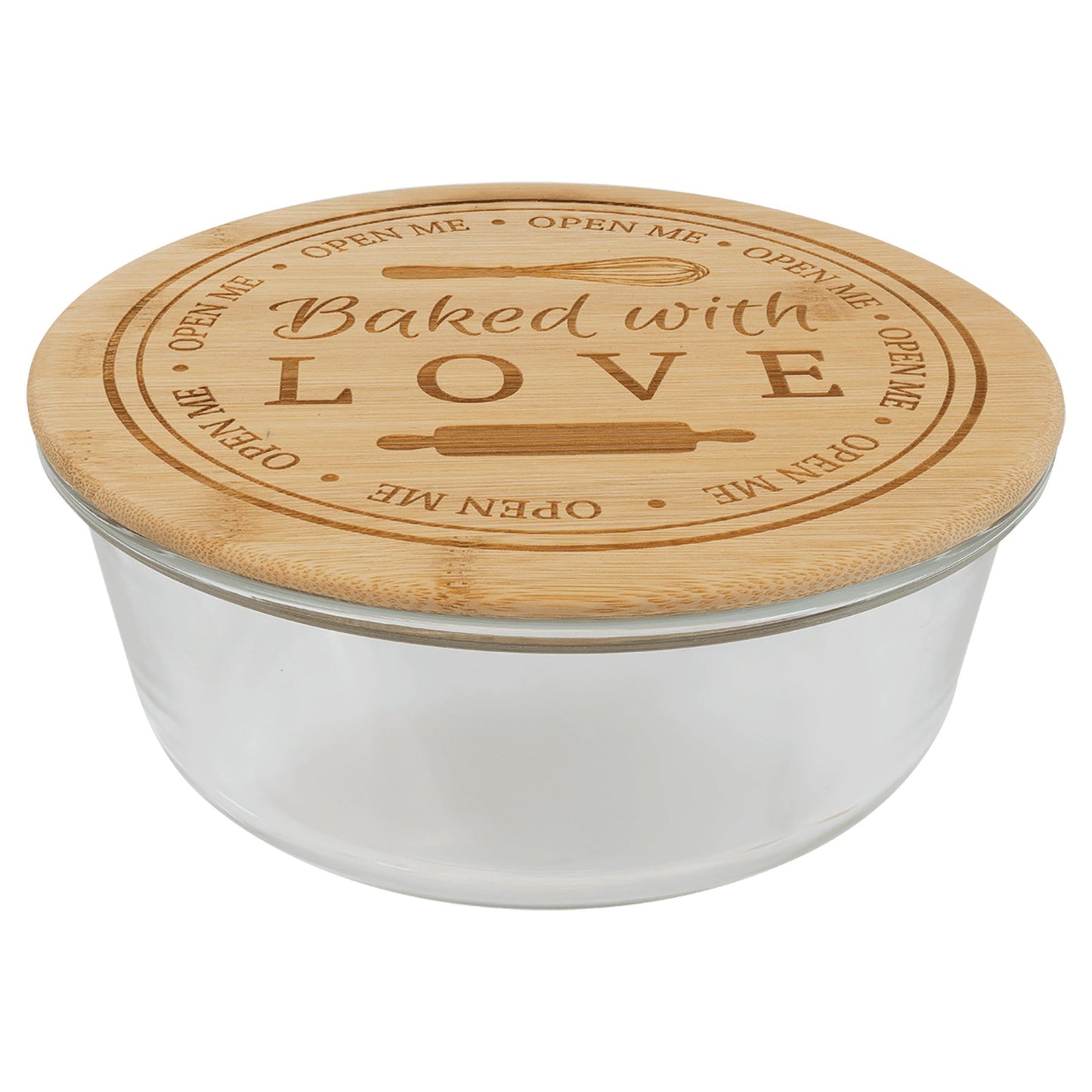 Round Glass Container with Bamboo Lid - Everlasting Etchings, LLC