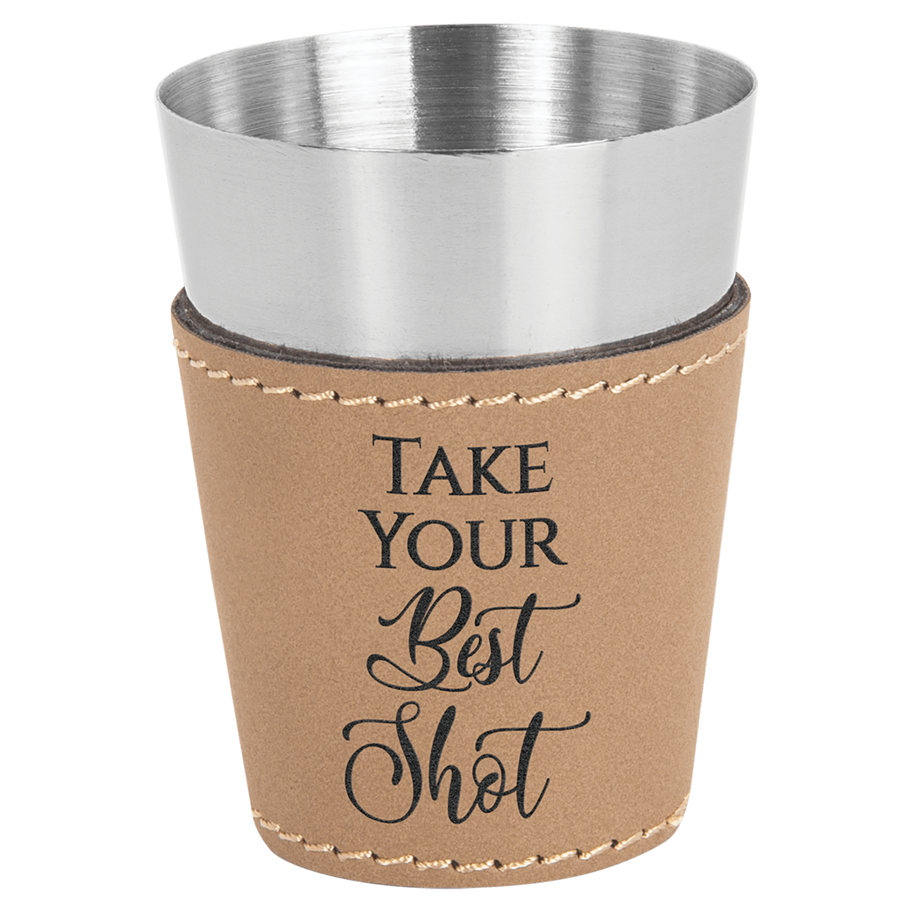 2 oz. Laserable Leatherette & Stainless Steel Shot Glass - Everlasting Etchings, LLC