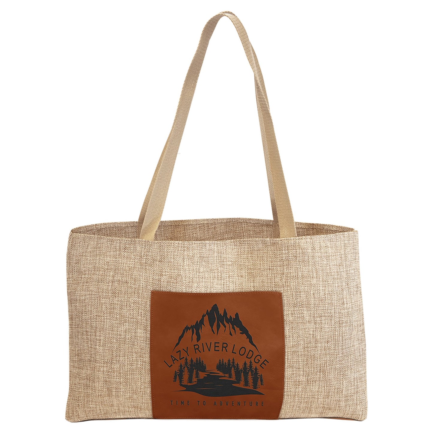 19" x 12" Burlap Bag with 5" Laserable Leatherette Gusset - Everlasting Etchings, LLC