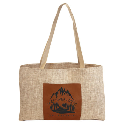 19" x 12" Burlap Bag with 5" Laserable Leatherette Gusset - Everlasting Etchings, LLC