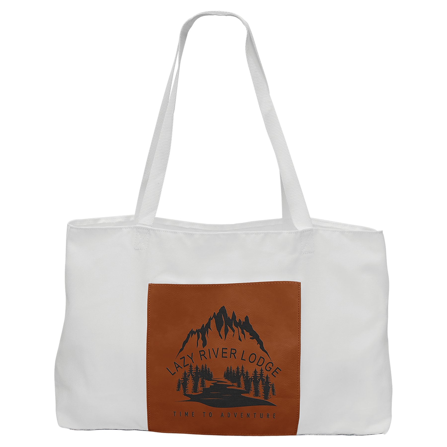 19" x 12" White Bag with 5" Laserable Leatherette Gusset - Everlasting Etchings, LLC