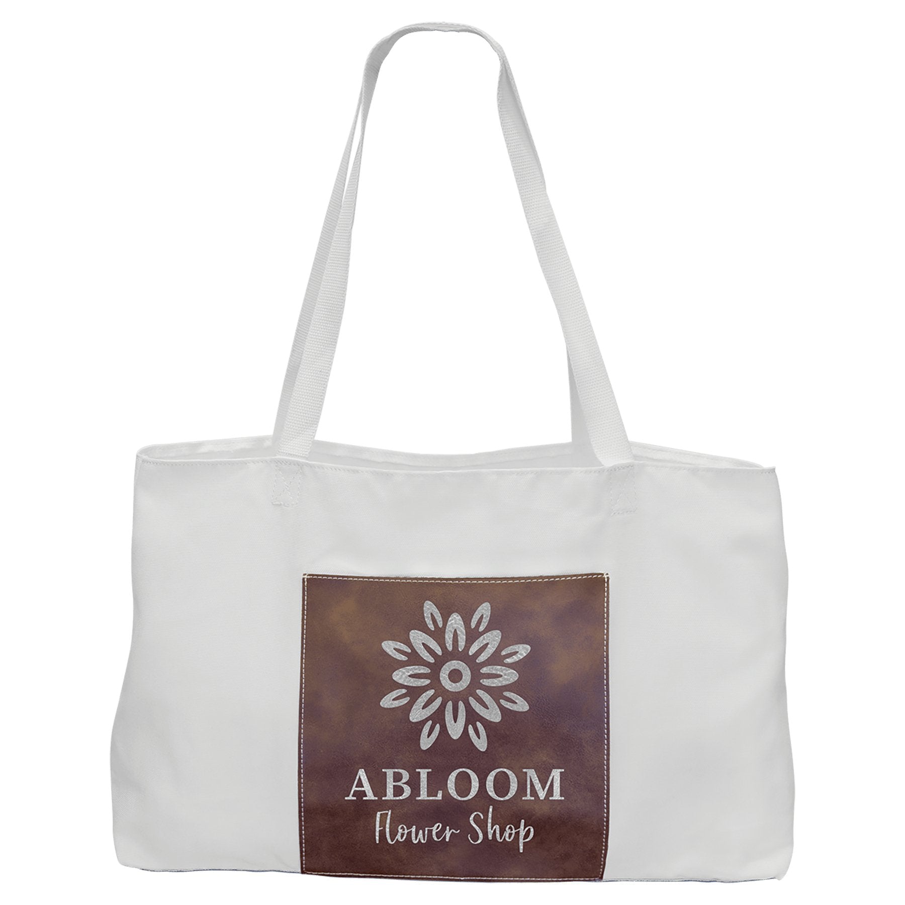 19" x 12" White Bag with 5" Laserable Leatherette Gusset - Everlasting Etchings, LLC