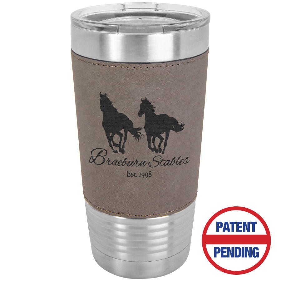 20 oz. Laserable Leatherette Tumbler with Clear Lid - Everlasting Etchings, LLC