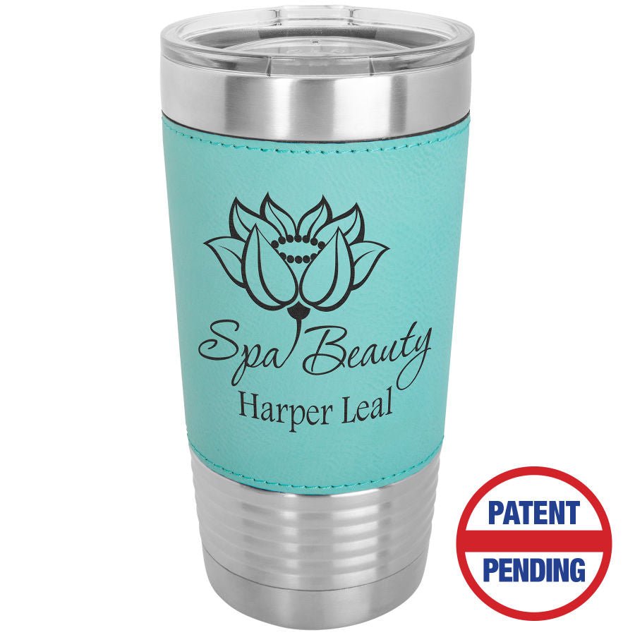 20 oz. Laserable Leatherette Tumbler with Clear Lid - Everlasting Etchings, LLC