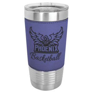 20 oz. Laserable Leatherette Tumbler with Clear Lid - Everlasting Etchings, LLC