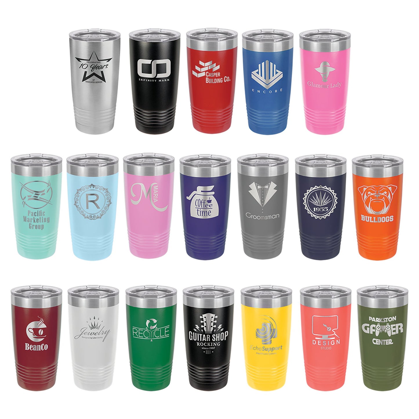 20 oz. Tumbler with Clear Lid - Everlasting Etchings, LLC