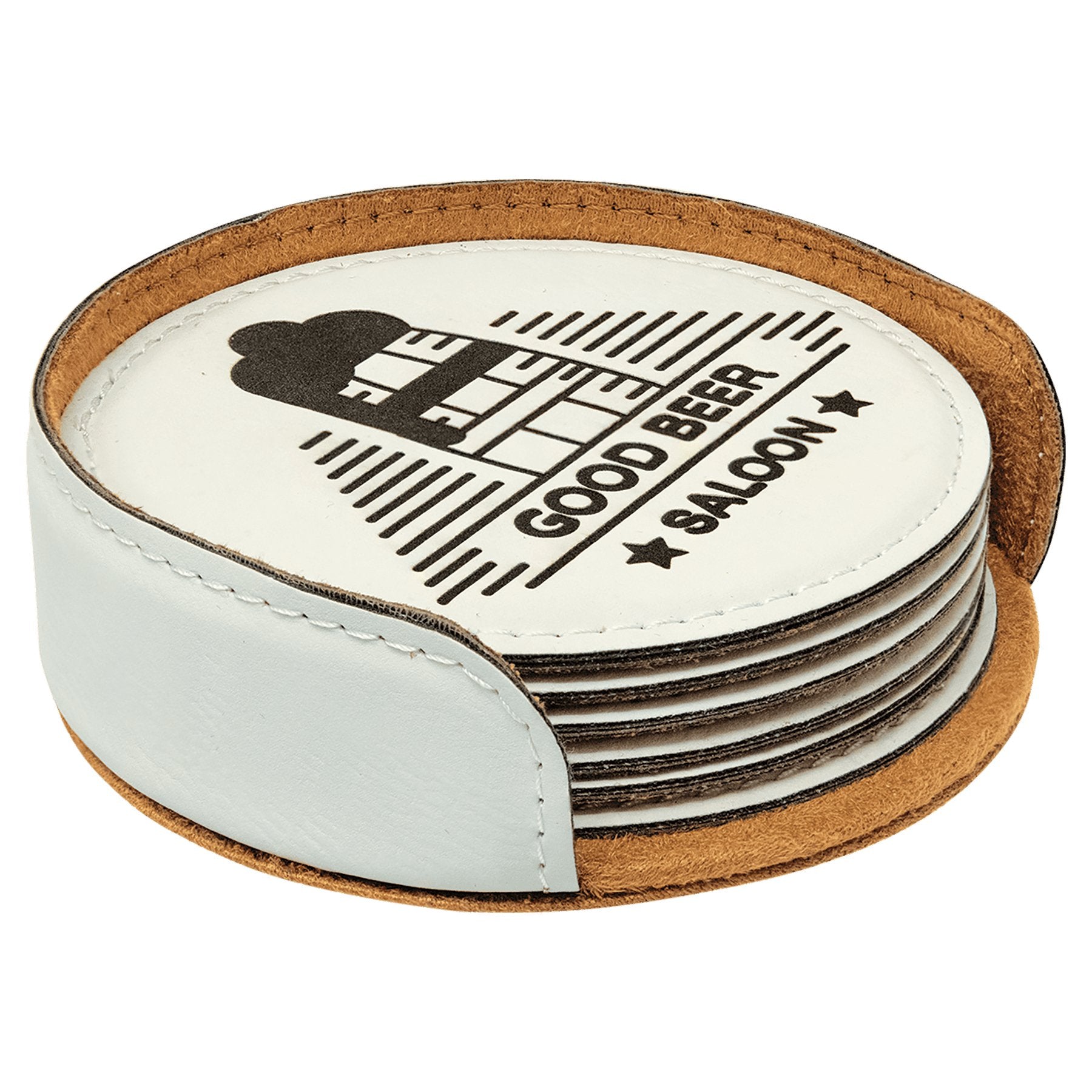 4" Round Laserable Leatherette 6-Coaster Set - Everlasting Etchings, LLC