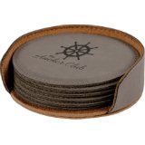 4" Round Laserable Leatherette 6-Coaster Set - Everlasting Etchings, LLC