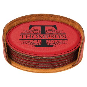 4" Round Laserable Leatherette 6-Coaster Set - Everlasting Etchings, LLC