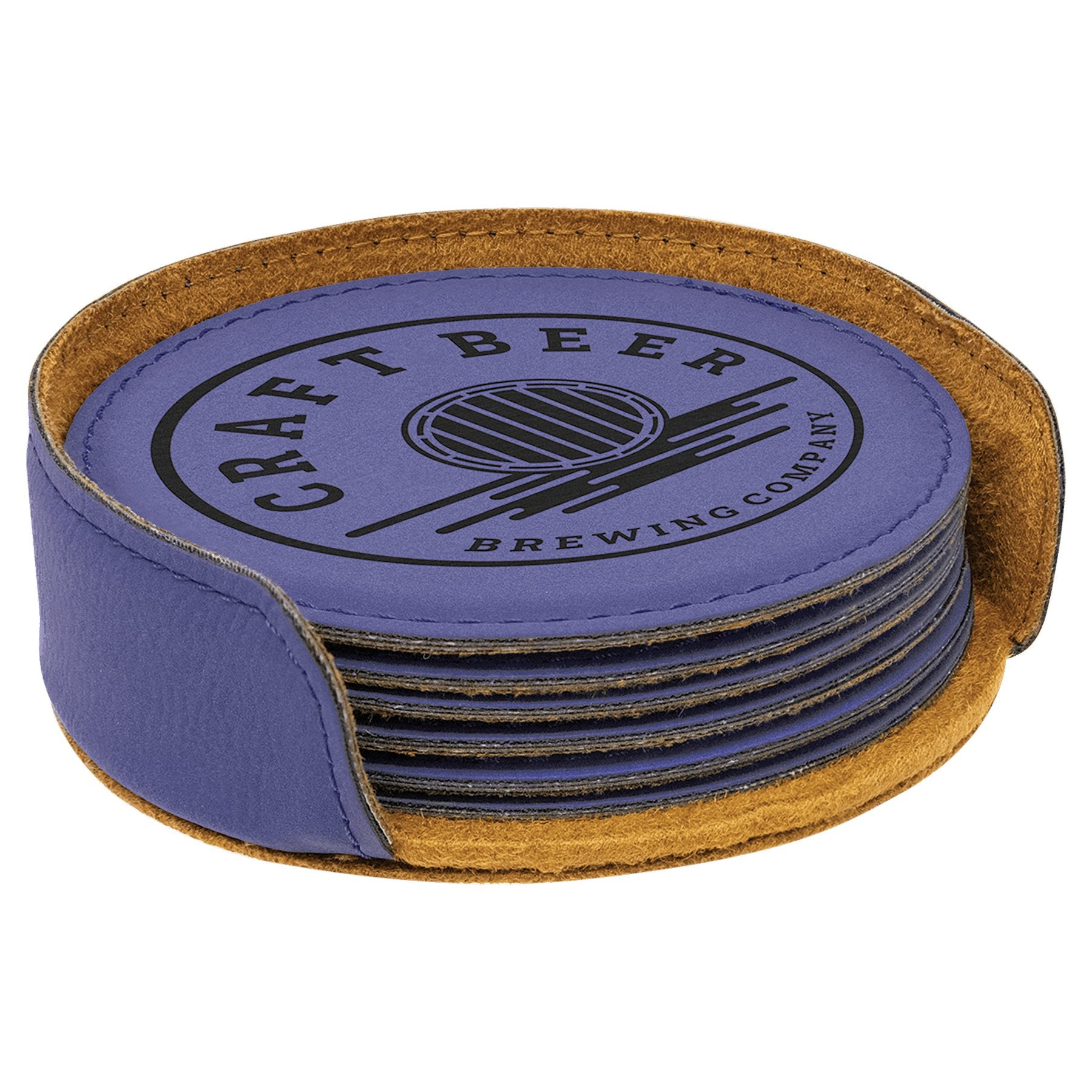 4" Round Laserable Leatherette 6-Coaster Set - Everlasting Etchings, LLC