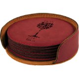 4" Round Laserable Leatherette 6-Coaster Set - Everlasting Etchings, LLC