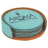 4" Round Laserable Leatherette 6-Coaster Set - Everlasting Etchings, LLC