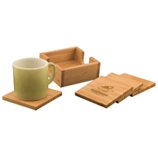 4" x 4" Bamboo Square 4-Coaster Set with Holder - Everlasting Etchings, LLC