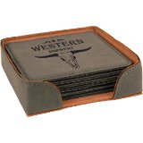 4" x 4" Square Laserable Leatherette 6-Coaster Set - Everlasting Etchings, LLC