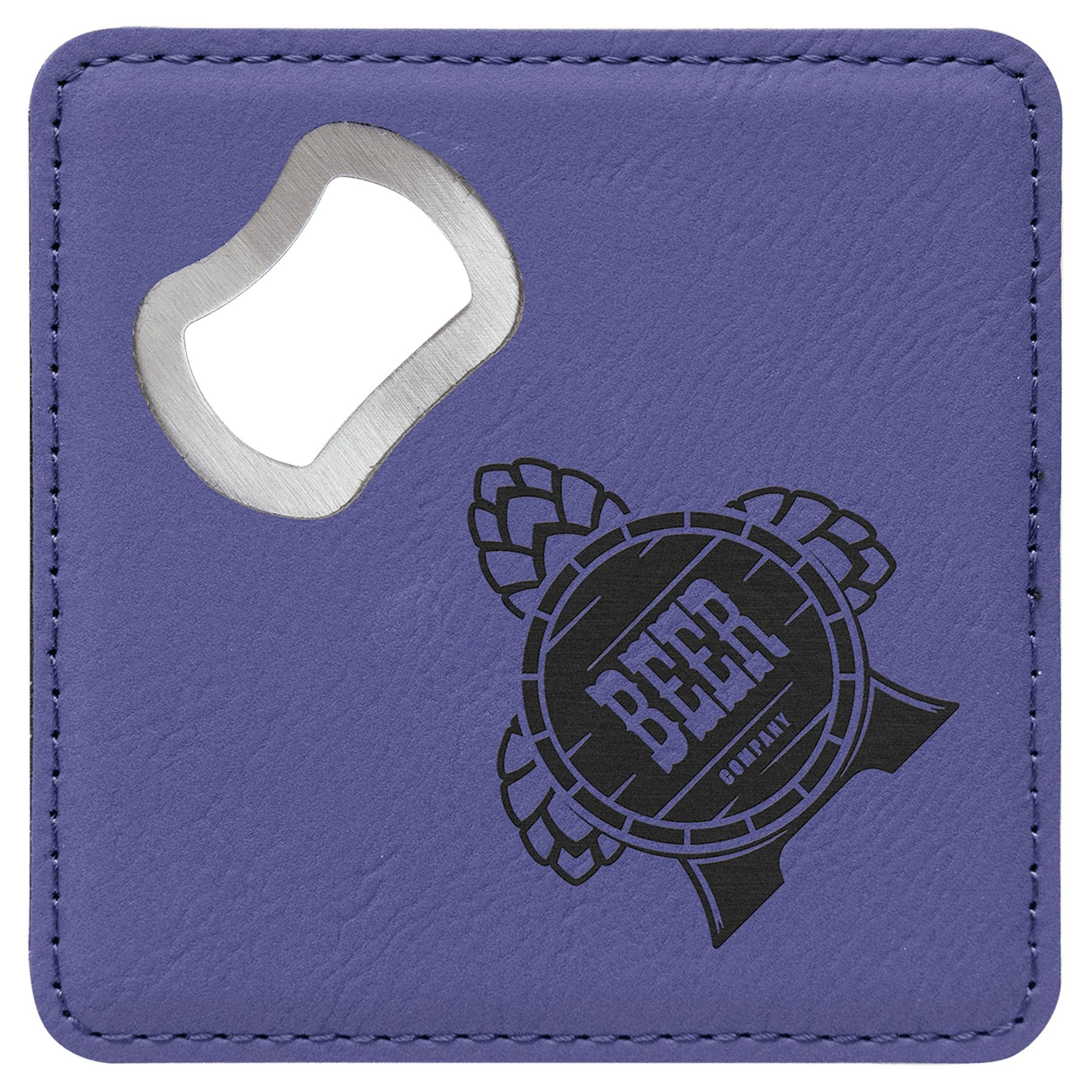 4" x 4" Square Laserable Leatherette Bottle Opener Coaster - Everlasting Etchings, LLC