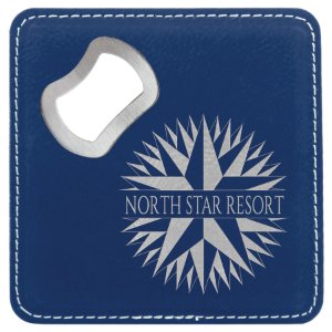 4" x 4" Square Laserable Leatherette Bottle Opener Coaster - Everlasting Etchings, LLC