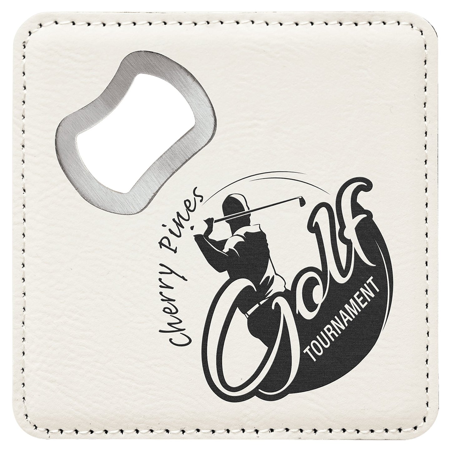 4" x 4" Square Laserable Leatherette Bottle Opener Coaster - Everlasting Etchings, LLC