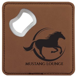 4" x 4" Square Laserable Leatherette Bottle Opener Coaster - Everlasting Etchings, LLC