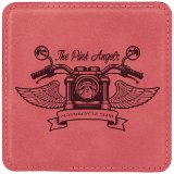 4" x 4" Square Light Brown Laserable Leatherette Coaster - Everlasting Etchings, LLC