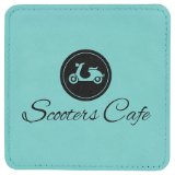 4" x 4" Square Light Brown Laserable Leatherette Coaster - Everlasting Etchings, LLC