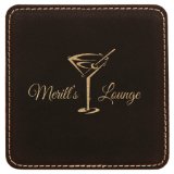 4" x 4" Square Light Brown Laserable Leatherette Coaster - Everlasting Etchings, LLC