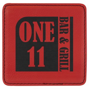 4" x 4" Square Light Brown Laserable Leatherette Coaster - Everlasting Etchings, LLC