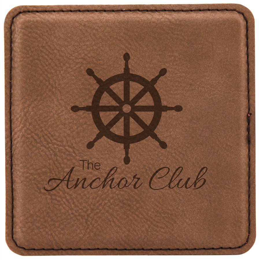 4" x 4" Square Light Brown Laserable Leatherette Coaster - Everlasting Etchings, LLC