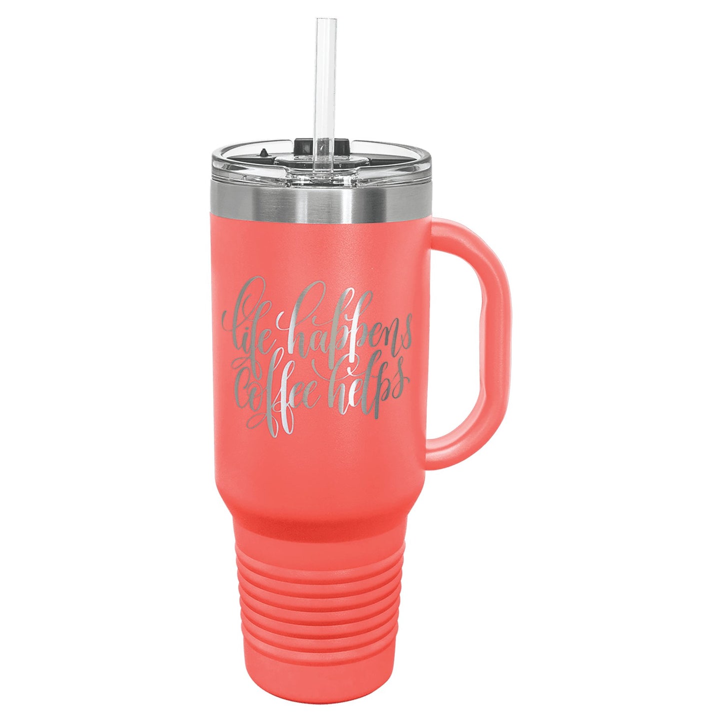 40 oz.Travel Mug with Handle, Straw Included - Everlasting Etchings, LLC