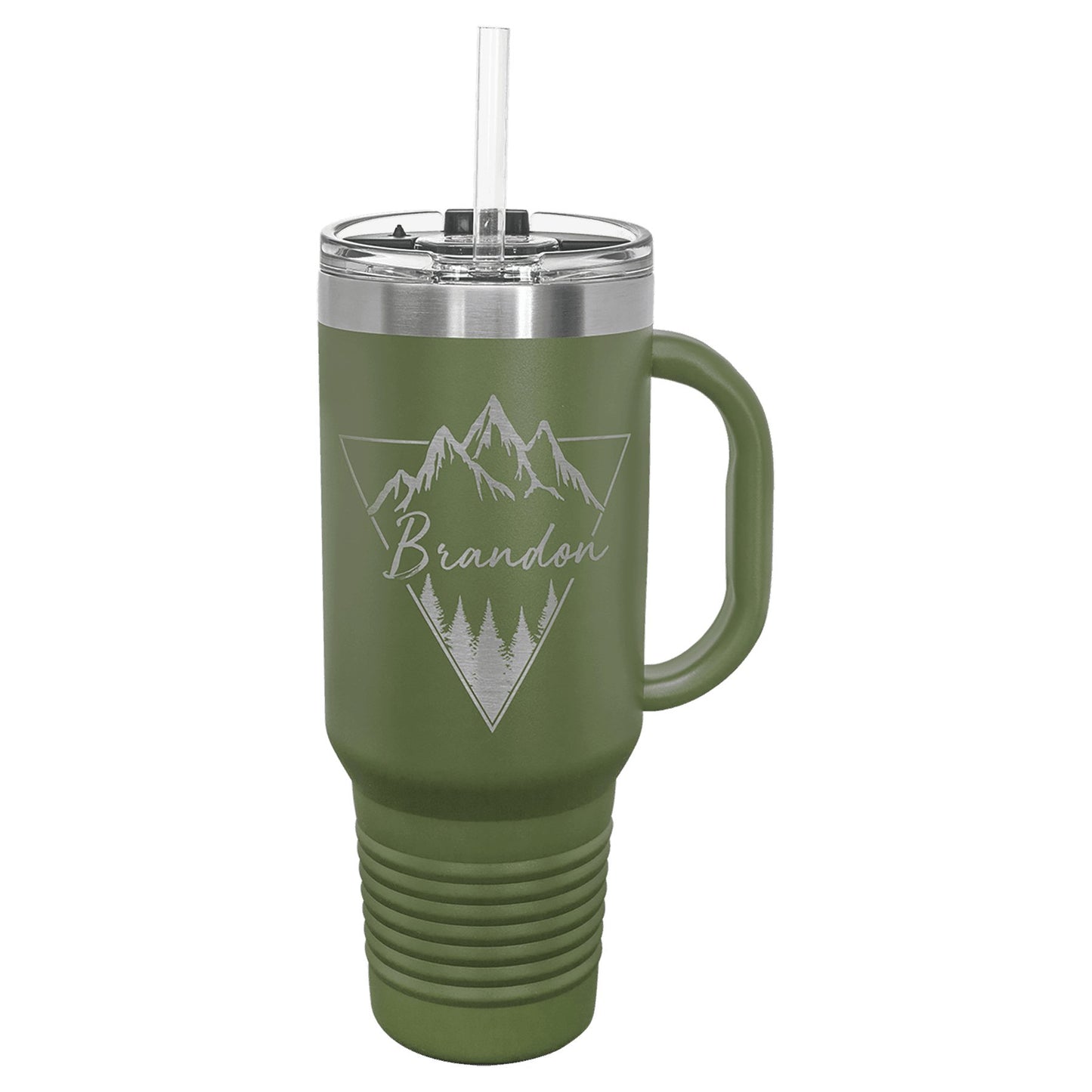 40 oz.Travel Mug with Handle, Straw Included - Everlasting Etchings, LLC