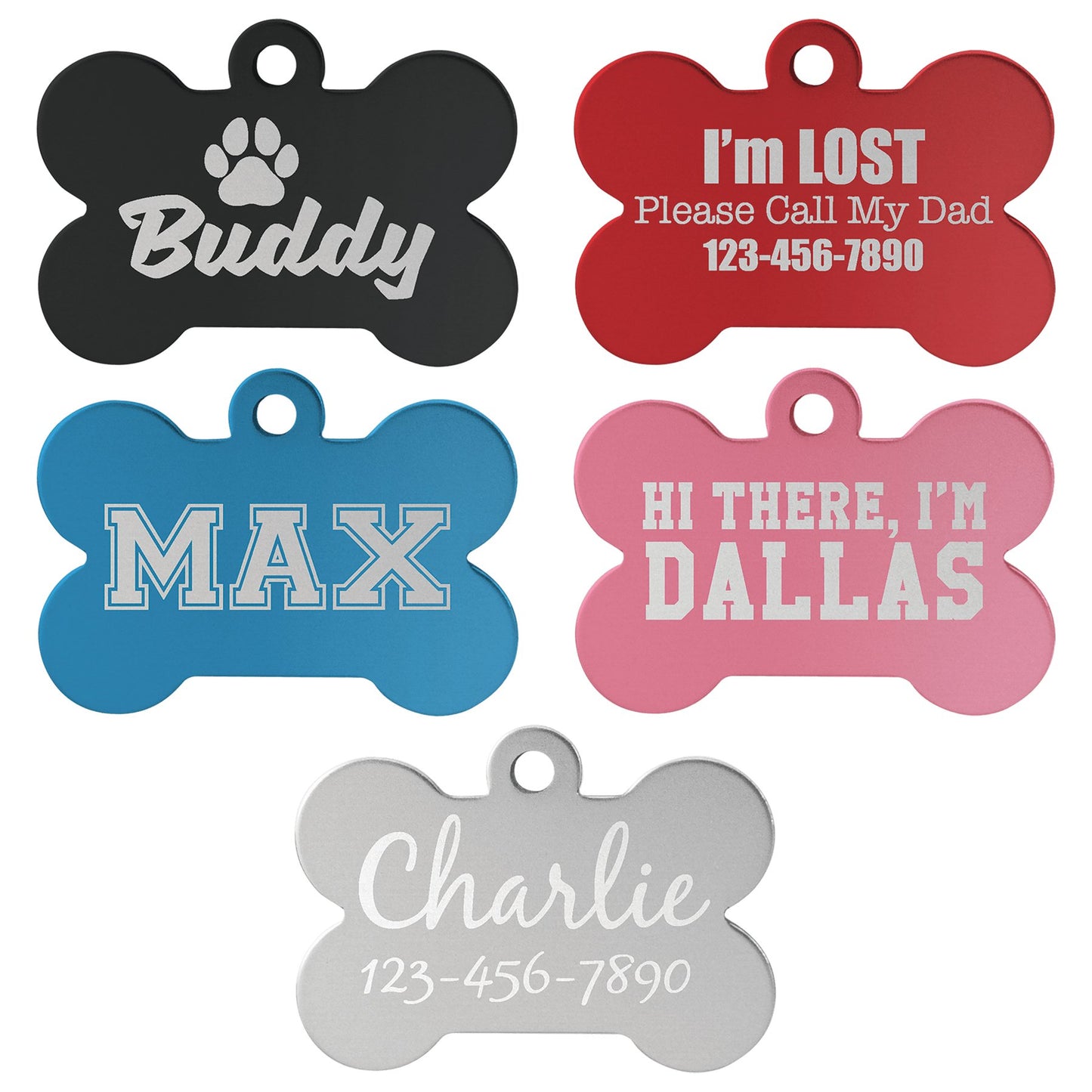 Aluminum Bone Pet Tag - Everlasting Etchings, LLC