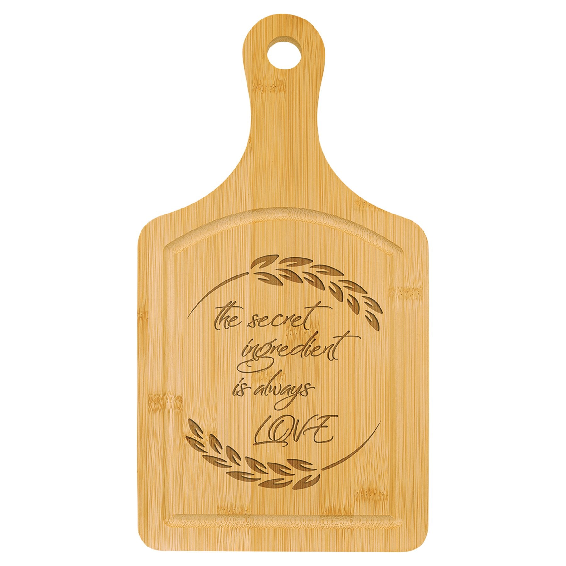 Bamboo Paddle Shape Cutting Board - Everlasting Etchings, LLC