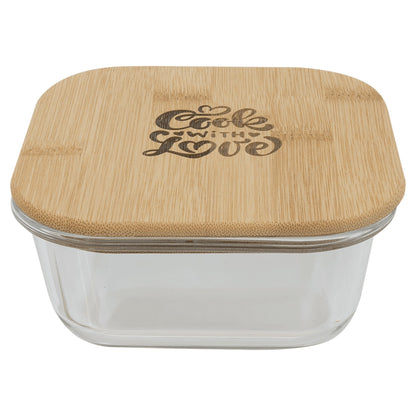 Copy of Round Glass Container with Bamboo Lid - Everlasting Etchings, LLC