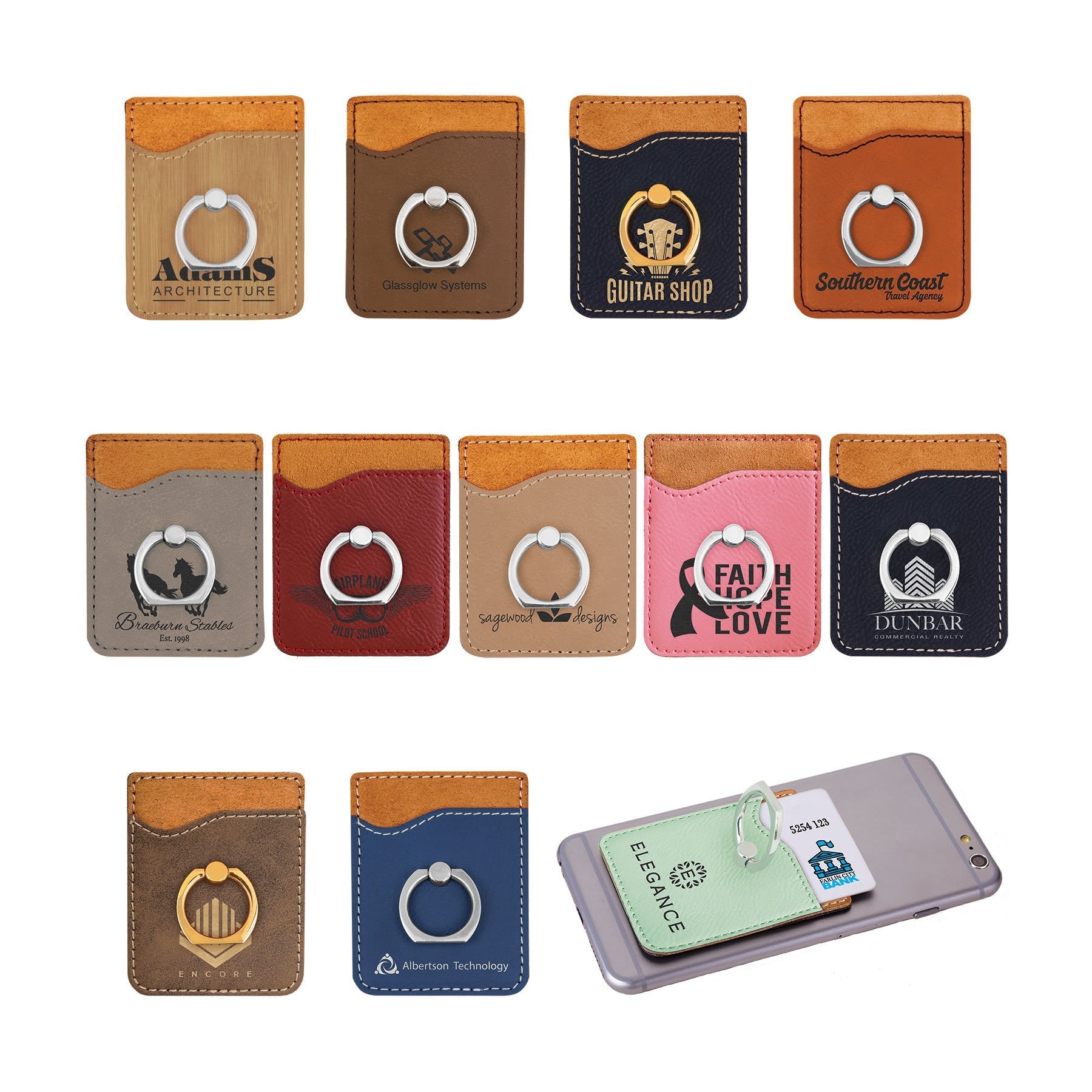 Leatherette Phone Wallet with Silver Ring - Everlasting Etchings, LLC